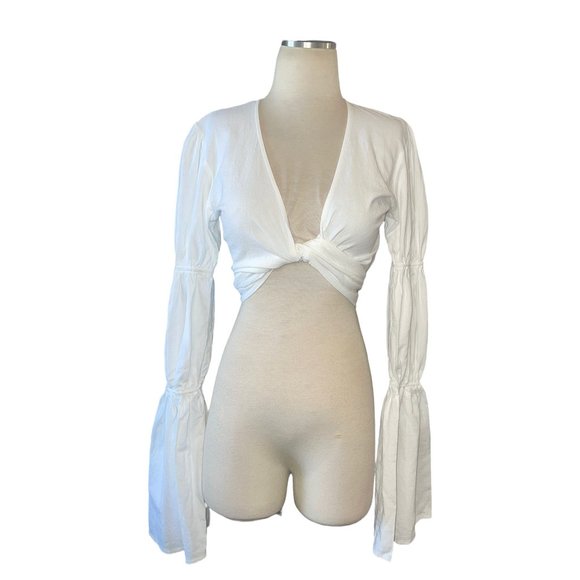 NWT Bananhot X REVOLVE Tie Front Top in White Small - Picture 5 of 11